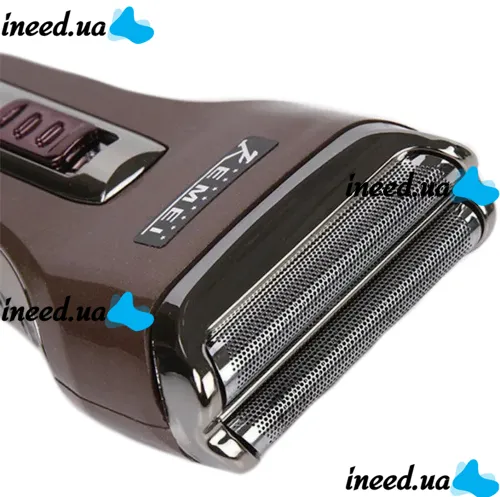 Rechargeable Electric Shaver Shaver Kemei KM-A588 2in1 with Nozzle Beard Trimmer 3W, Cordless Razor for Hair Removal Brown