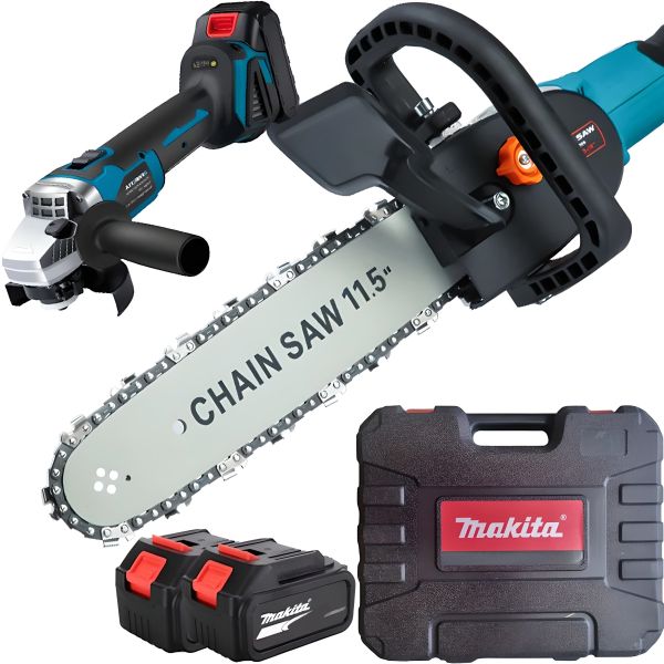 Makita DGA504 2in 1 125mm cordless drill with saw attachment 11.5", Cordless turbine 8000rpm Makita 2 battery grinder