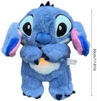 Інтерактивна м'яка іграшка дихаючий стіч Stich 30 см, Музичний плюшевий нічник стіч з ефектом дихання на батарейках для новонароджених дітей