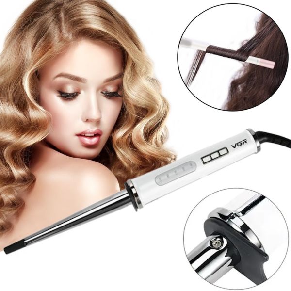 VGR V-526 Professional Cone Curling Flat Iron with Tourmaline Coated Afrocudry, V 526 Spiral Curling and Hair Styling Appliance with Thermoregulator