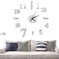 Великі 3D безшумні настінні годинники Diy Clock ZH01510 Grey 90 см, Безкаракасні самоклеючі 3Д годинник цифри на стіну для дому, офісу сірі