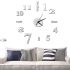 Великі 3D безшумні настінні годинники Diy Clock ZH01510 Grey 90 см, Безкаракасні самоклеючі 3Д годинник цифри на стіну для дому, офісу сірі