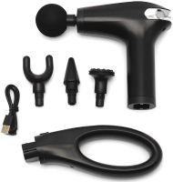 Manual massage gun Fascial Gun Pro HB-005 Black 4 nozzles, wireless percussion vibration massager for the whole body on a battery Black
