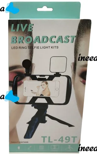 Live Broadcast TL-49T 4in1 phone cage tripod with Led light and microphone, Monopod smartphone holder with remote control for selfies and video