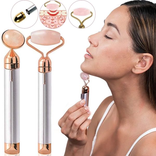 Vibrating Massager roller for Face Flawless Contour massage roller with Two battery-powered nozzles, electric massage massager, roller massager