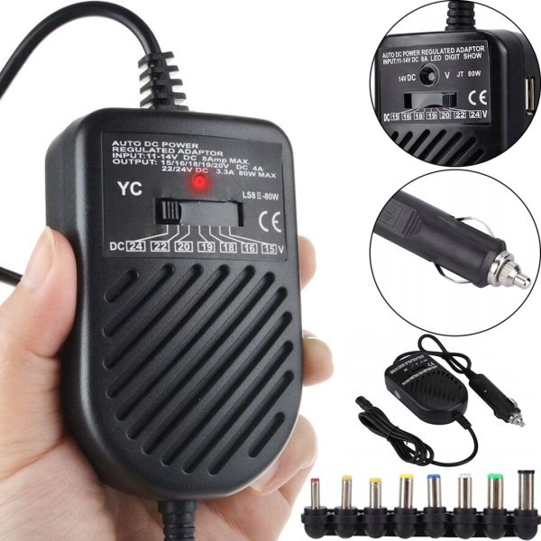 Автомобильное зарядное устройство для ноутбуков Note book car charge EL-80W, Универсальная зарядка адаптер для ноутбука в авто 80Вт от прикуривателя
