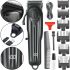 Professional Beard Hair Clipper VGR V-282 Cordless Rechargeable Clipper with LED Display and 6 Replaceable USB Nozzles V282 Black