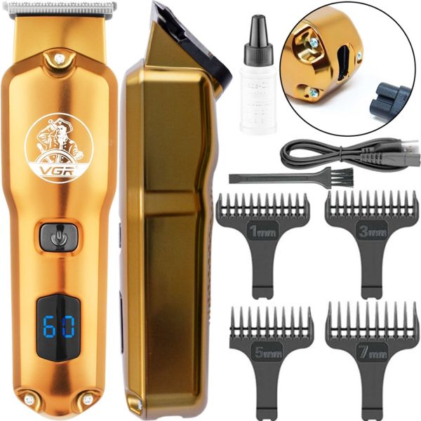 Wireless Hair and Beard Clipper VGR V-927 Professional Waterproof Trimmer with Battery Attachments with USB LED Display