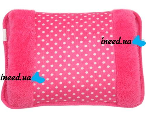 Електрична водяна грілка Hot Water Bag HD-03 для зігрівання рук 500W Плюшева м'яка муфта електрогрілка з підігрівом 34х24 см від мережі рожева