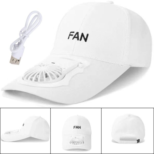 Бейсбольная кепка с вентилятором Fan RS-75 Белая, солнцезащитная, охлаждающая бейсболка с обдувом, USB зарядкой, аккумулятором на солнечной батарее