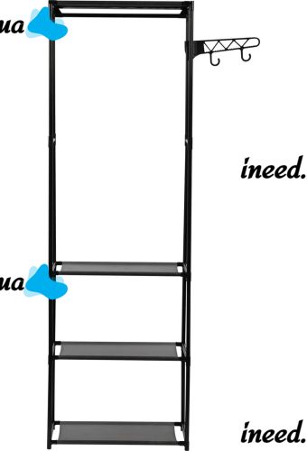 Підлогова складна вішалка для одягу New Boxy Coat Rack 6602 шафа органайзер з гачками і трьома полицями для взуття, розкладний стелаж для передпокою