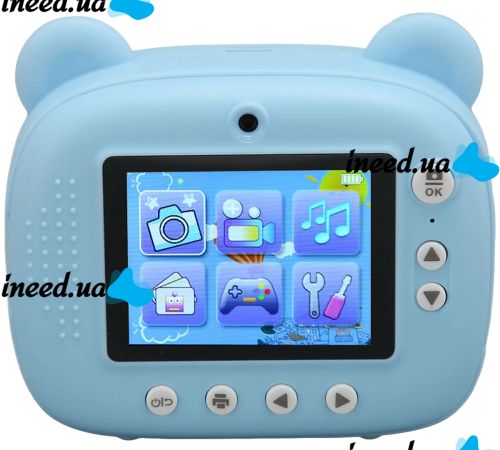 Детский фотоаппарат с мгновенной печатью DIY Instant Digital Camera M3 3 в 1 цифровая камера полароид для фото и видео на аккумуляторе Голубой