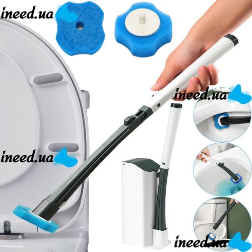 Универсальная щетка для уборки туалета MTS clip type removable toilet brush ершик для унитаза, набор щеток со сменными насадками и чистящим средством