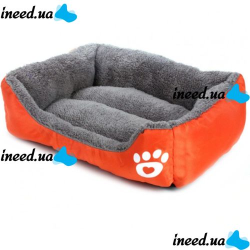 Глибока пухнаста лежанка пуфик для кішки і собаки Pet Hut 44х33 см, М'яка підстилка для собак і кішок, прямокутний лежак для домашніх тварин