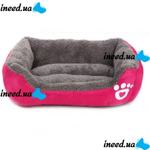 Глибока пухнаста лежанка пуфик для кішки і собаки Pet Hut 44х33 см, М'яка підстилка для собак і кішок, прямокутний лежак для домашніх тварин