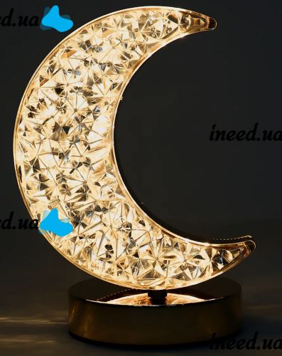 Настільна лампа-нічник Star Moon Table Light 17 сенсорний нічник місяць, Світлодіодна лампа світильник з кристалами на акрилової підставці 3 режими