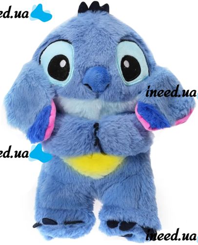 Інтерактивна м'яка іграшка дихаючий стіч Stich 30 см, Музичний плюшевий нічник стіч з ефектом дихання на батарейках для новонароджених дітей