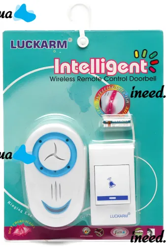 Дверний дзвінок Luckarm Intelligent 8853 бездротова кнопка на батарейках, передавач сигналу і приймач на 32 мелодій для вхідних дверей до 150 м