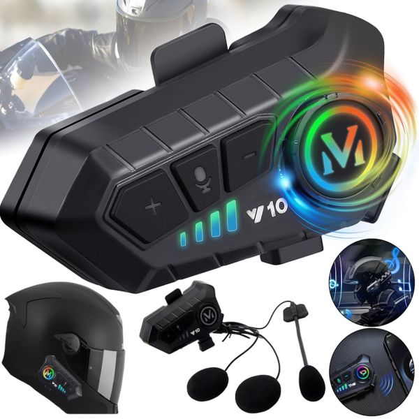 Беспроводная гарнитура на шлем Helmet Wireless Earphone Y10 с мягким микрофоном и шумоподавлением, мотогарнитура с сенсорным управлением и Bluetooth