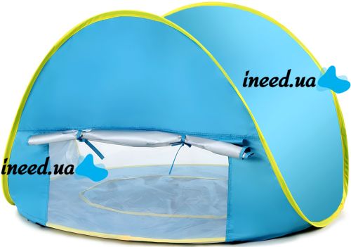 Children's Beach Tent with Pool WM-Baby Pool Gaming Automatic Waterproof Awning with Sun Protection from 3 years old 70x117x79 cm Blue