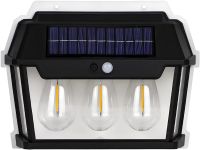 Вуличний настінний світильник Coba Solar Wall Lamp HW 999 - 3W акумуляторний підвісний ліхтар на сонячній батареї з датчиком руху 3 лампи 3 режими