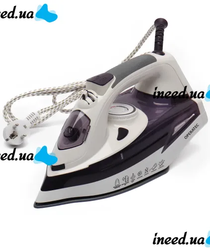 Operatec OP-1005 2200W handheld steam iron with ceramic soleplate and steam regulator for ironing and steaming clothes from mains Purple
