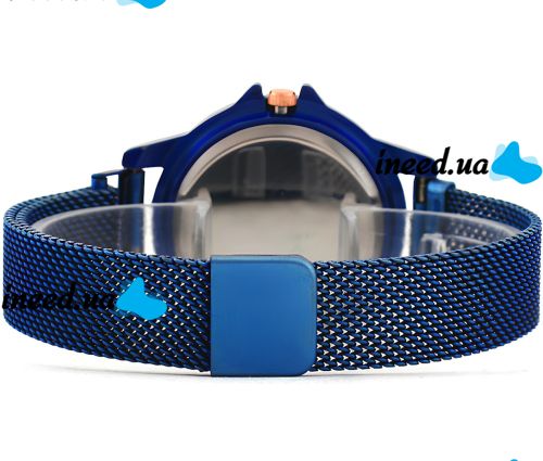 Жіночий наручний годинник Flower Diamond Rotation Watch Blue WJ-8052 з обертовим круглим роторним циферблатом і ремінцем на магнітній застібці Сині