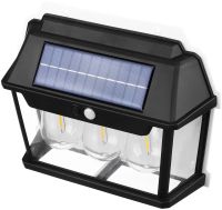 Вуличний настінний світильник Coba Solar Wall Lamp HW 999 - 3W акумуляторний підвісний ліхтар на сонячній батареї з датчиком руху 3 лампи 3 режими