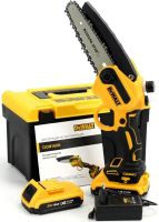 Аккумуляторная цепная мини пила DeWalt DCM160N 24V 4AH шина 20 см на 2 аккумулятора, электропила 8 дюймов с автоматической смазкой цепи в кейсе