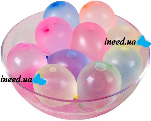 Набір водяних кульок бомб Happy Baby balloons MS-23-221 37 штук комплект різнокольорових куль бомб для водних битв з насадкою для затоки води