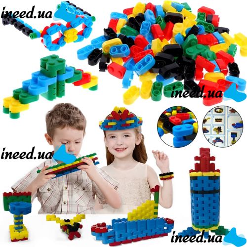 Children's Block Constructor Building Blocks D3231 170 parts, flexible plastic constructor developing fine motor skills for children from 4 years old
