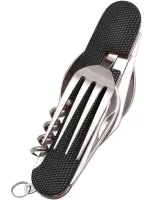 Travel Set of Folding Cutlery 6in1 Explorer MNG-10 Multitool Swiss Fork Spoon Knives Opener Corkscrew for Camping Stainless Steel