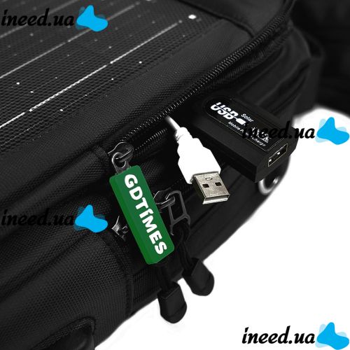 Рюкзак із сонячною панеллю GDTimes GD-1320SL 10W міська наплічна сумка на 30 л із вбудованою батареєю та USB виходом для заряджання телефону від сонця