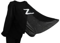 Children's Zorro Carnival Costume with Mask, Zorro Super Hero Masquerade Costume for kids from 3 to 10 years old Black