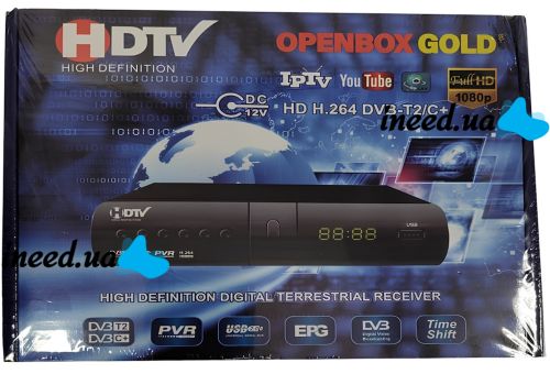 Цифровой эфирный тюнер Openbox Gold 11077 DVB-T2 приставка для телевизора с дисплеем, ТВ ресивер EL-009 c разъёмом под WiFi и пультом IPTV, HDMI H.264