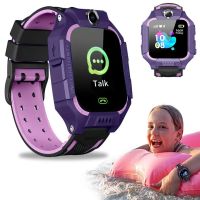 Wrist Smart Children's Smart Watch Smart Watch X17 400 mAh with SIM Card, GPS, Video Call and Flashlight Waterproof for Children Purple