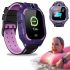 Wrist Smart Children's Smart Watch Smart Watch X17 400 mAh with SIM Card, GPS, Video Call and Flashlight Waterproof for Children Purple