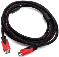 Усиленный кабель Hdmi to Hdmi 15м 1080p в обмотке, кабель-удлинитель HDMI-HDMI 15m 15 m 15 м для монитора и телевизора в оплетке Черно Красный