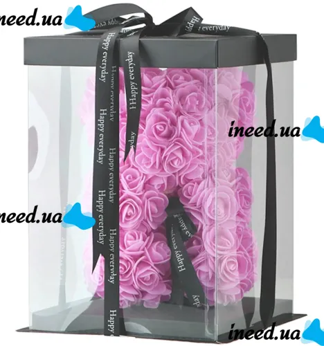Little Teddy Bear made of Artificial 3D Roses Teddy Bear de Luxe 25 cm Pink, Light Pink Teddy Bear