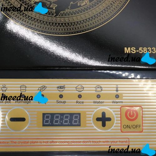 Індукційна сенсорна електроплита Domotec MS-5833 на 1 конфорку 2000W портативна настільна електрична плита з дисплеєм таймером MS5833 Чорна