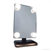 Cosmetie mirror 360 Rotation Angel Desktop Cosmetic Mirror with LED Backlight for Makeup , Compact Rectangular Touch Mirror Black
