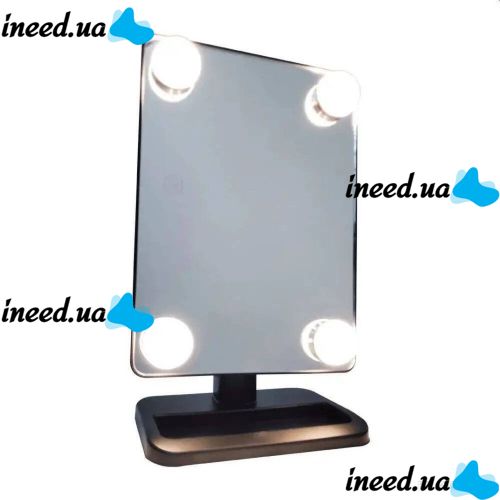 Cosmetie mirror 360 Rotation Angel Desktop Cosmetic Mirror with LED Backlight for Makeup , Compact Rectangular Touch Mirror Black
