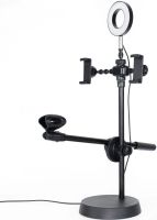 Кільцева LED лампа Phone Stand Youtuber HA - 12 селфи лампа 16 см настільний штатив з підставкою для мікрофона і двома тримачами для телефону від USB