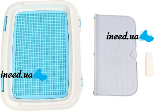 Лоток для собак зі стовпчиком і стінкою Dog Toilet UniZoo 47. 5x36 см двошаровий туалет з рамкою і сіткою під пелюшку для собак із захистом від бризок
