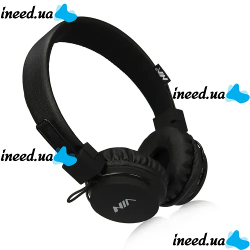 NIA X3 Wireless Over-ear Bluetooth Headphones with MP3 Player and FM Black, Full-size Bluetooth Stereo Headphones with Microphone and Radio Black