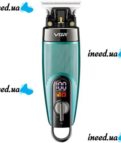 Акумуляторна машинка для стрижки волосся VGR V-975 5W бездротовий чоловічий тример для окантовки бороди і вусів зі змінними насадками і дисплеєм USB