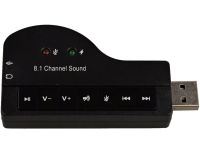 External USB 8.1 Piano Sound Card External Sound Adapter for Laptop and PC Computer, USB Audio Card with Control Buttons 8.3x4.3 cm