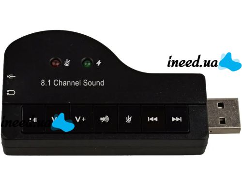 External USB 8.1 Piano Sound Card External Sound Adapter for Laptop and PC Computer, USB Audio Card with Control Buttons 8.3x4.3 cm