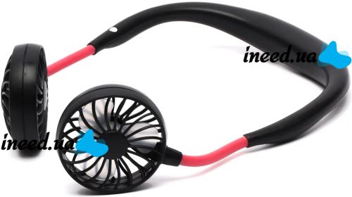 Портативний вентилятор на шию Neck Fan 360° бездротовий шийний спортивний охолоджувач 3 швидкості з акумулятором, LED-підсвічуванням і USB зарядкою