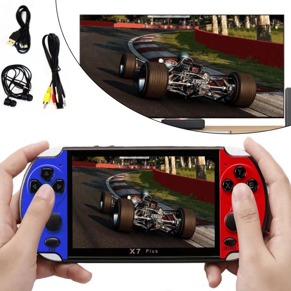 Pocket-sized 16-bit Game Console PSP X7 Plus 5.1" inch 8GB MP5, Portable Wireless Set-top Box with 200 Built-in Retro Games and TV Output